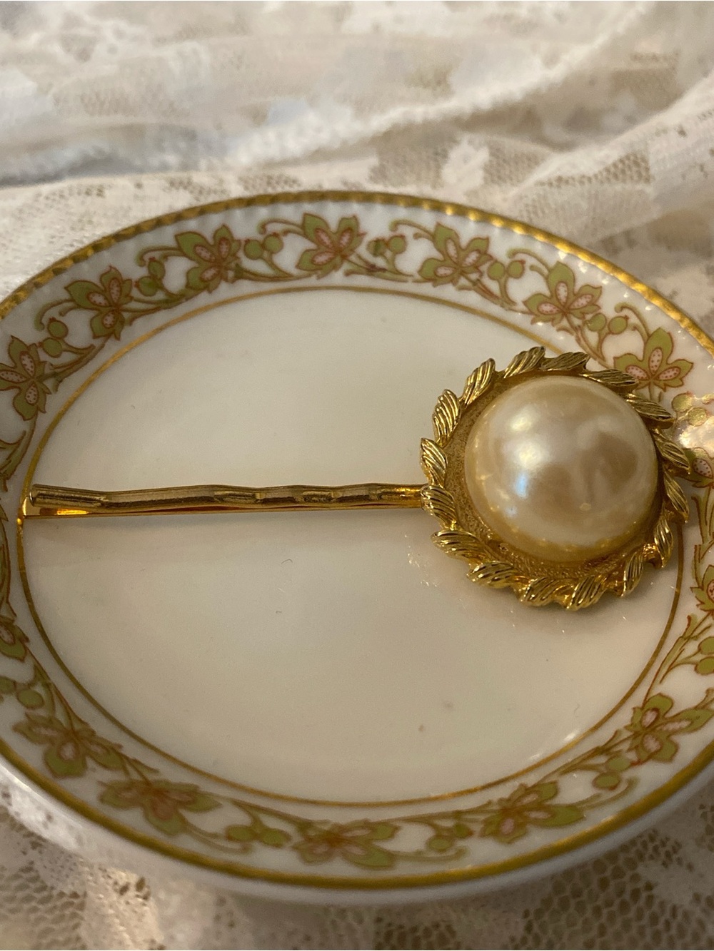 Gold Pearl-Accent Hair Pin